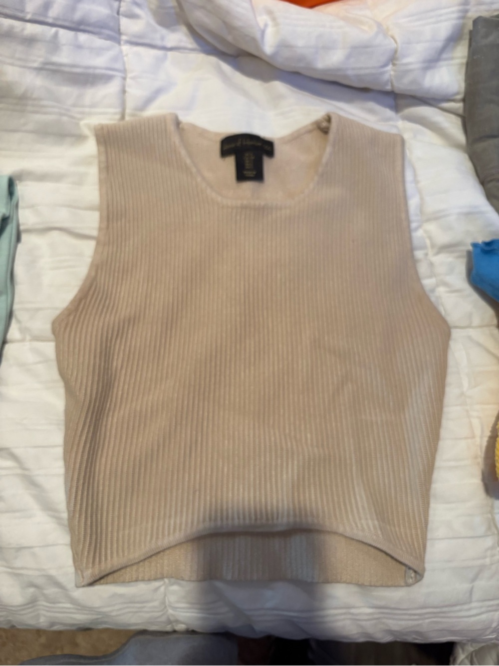 House of Harlow 1960 Sleeveless Ribbed Tank in Beige
